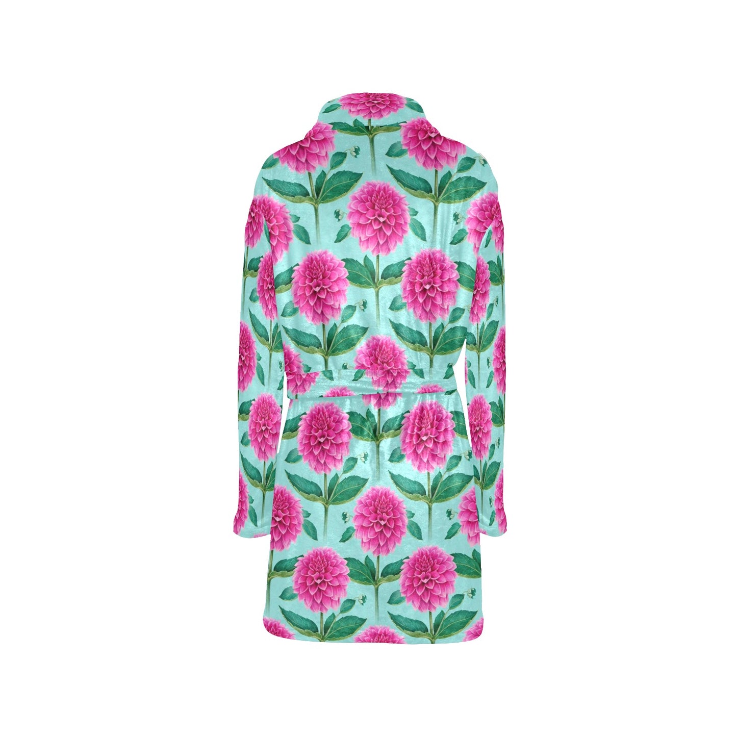 Dahlia Pattern Print Design DH08 Women's Fleece Robe