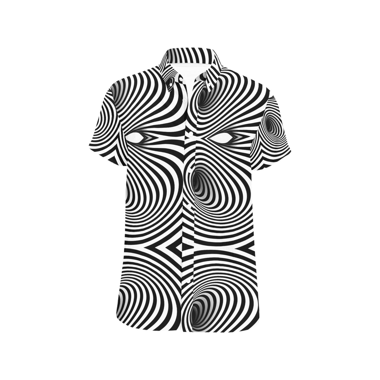 Vortex Print Design LKS303 Men Short Sleeve Button Up Shirt