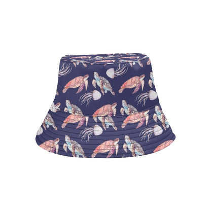 Sea Turtle With Jelly Fish Print Design LKS301 Unisex Bucket Hat