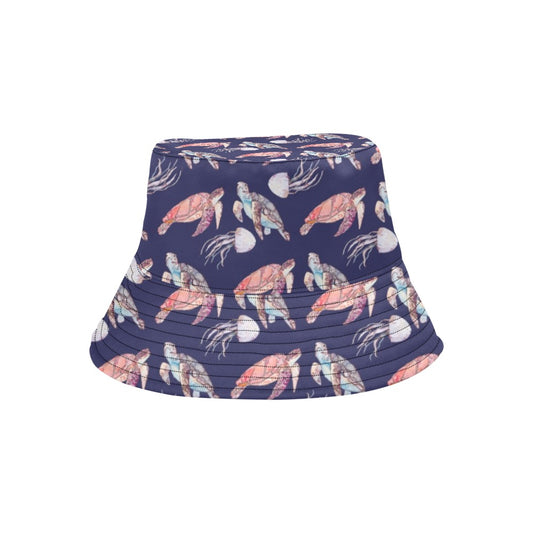 Sea Turtle With Jelly Fish Print Design LKS301 Unisex Bucket Hat