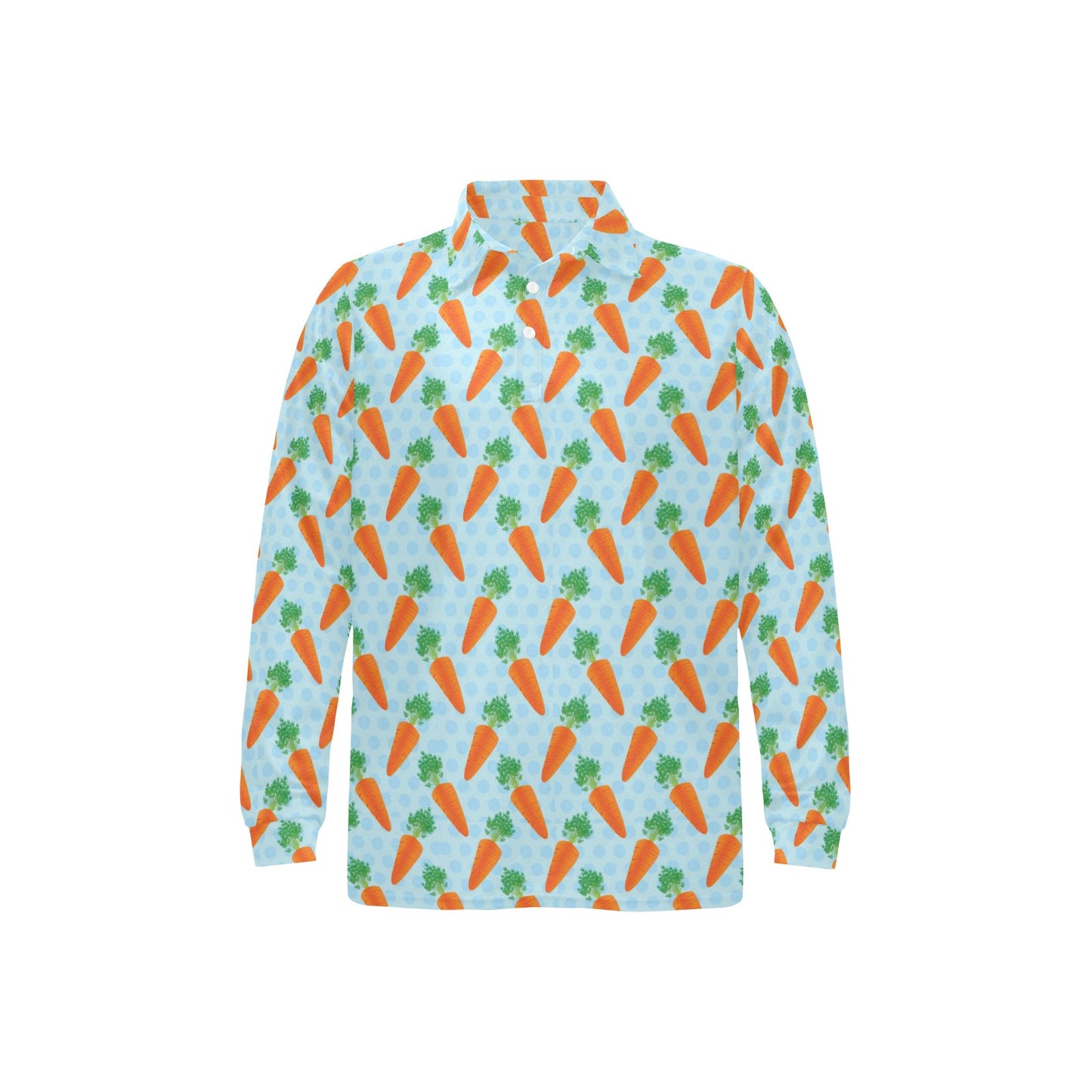 Carrot Pattern Print Design 01 Long Sleeve Polo Shirt For Men's