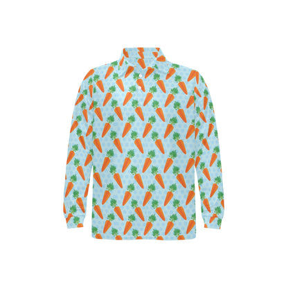 Carrot Pattern Print Design 01 Long Sleeve Polo Shirt For Men's
