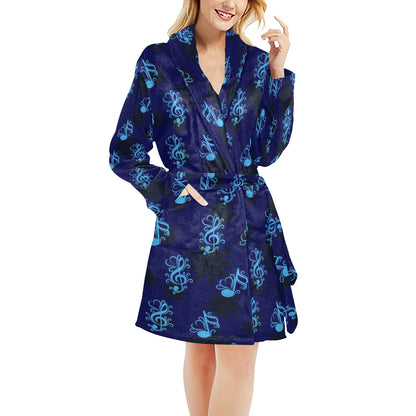 Music note Pattern Print Design A04 Women's Fleece Robe