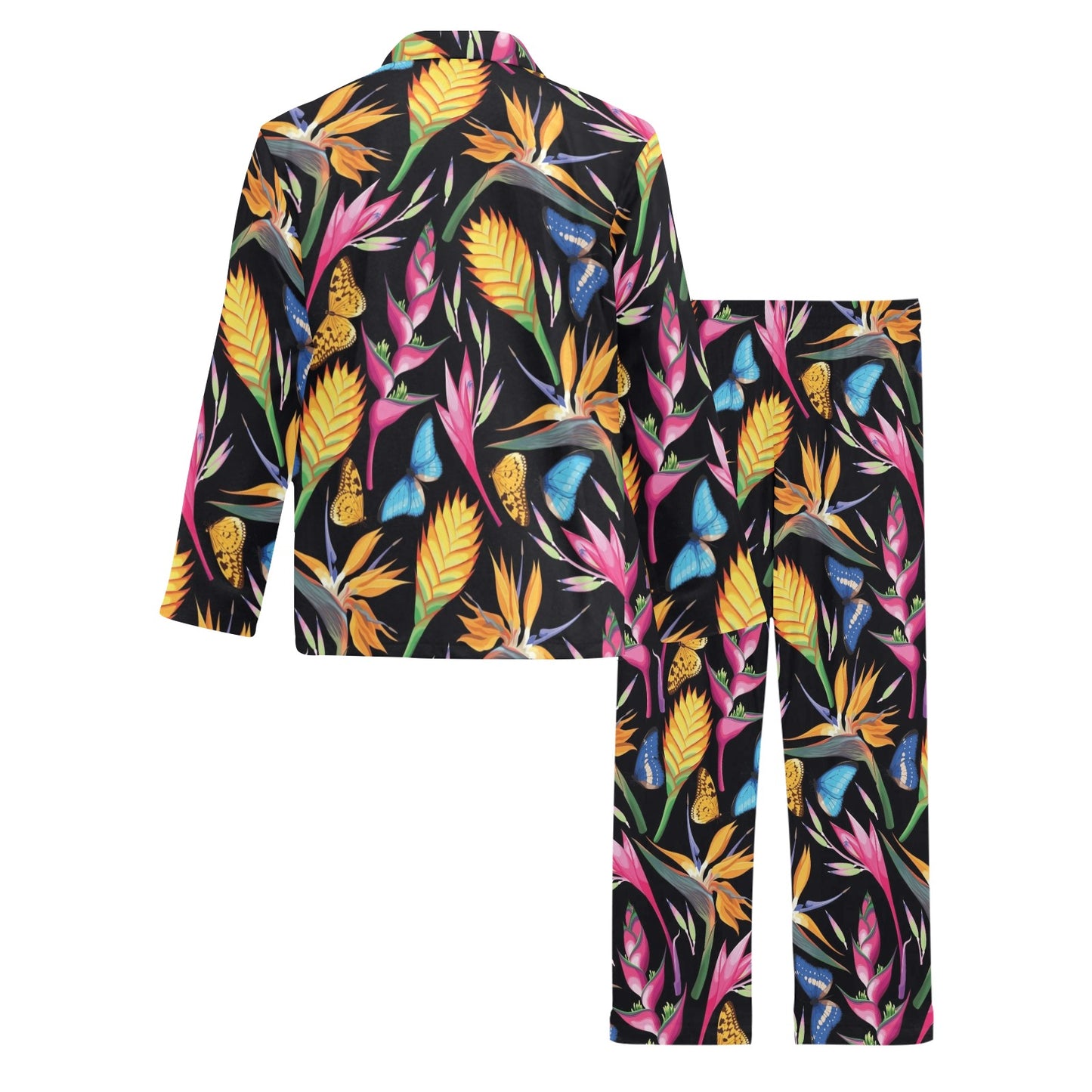 Tropical Flower Pattern Print Design TF016 Men's Long Pajama Set
