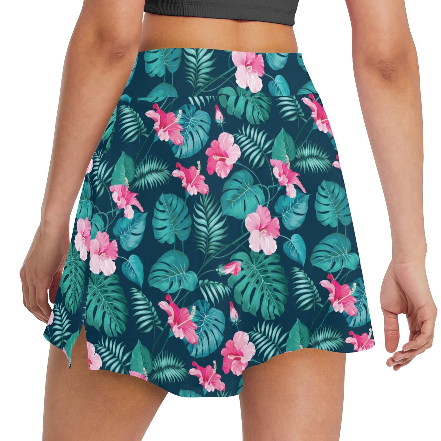 Summer Floral Print Design LKS301 17" Golf & Pickleball Skort with Pockets