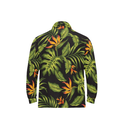 Bird Of Paradise Pattern Print Design BOP013 Long Sleeve Polo Shirt For Men's