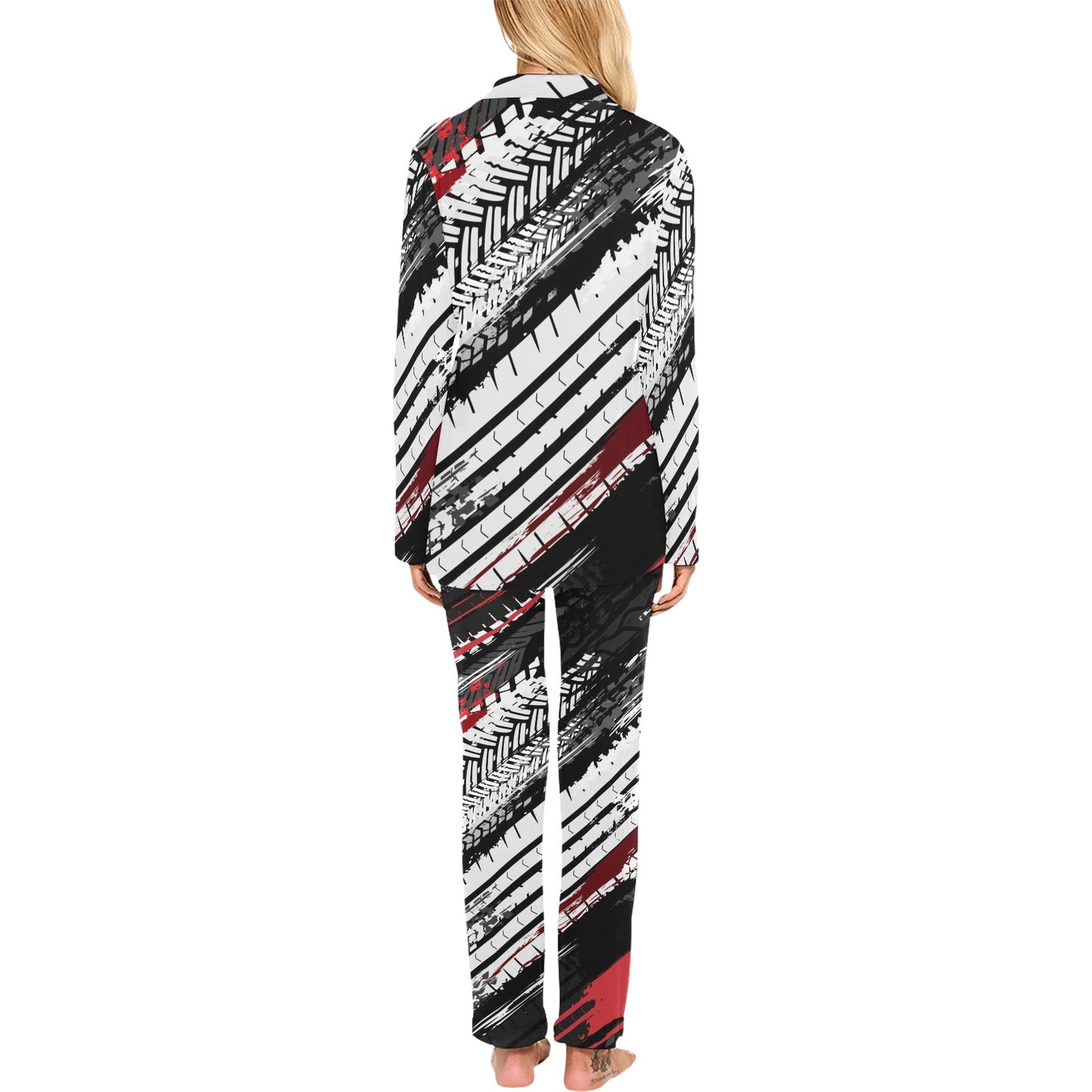 Racing Pattern Print Design A03 Women's Long Pajama Set
