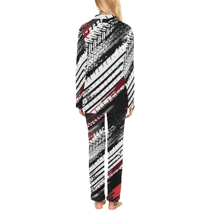 Racing Pattern Print Design A03 Women's Long Pajama Set