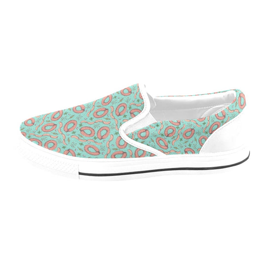 Sausage Print Design LKS303 White Slip Ons Canvas Women's Shoes