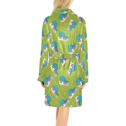 Piano Pattern Print Design 03 Women's Fleece Robe