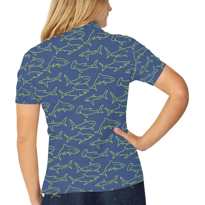 Shark Print Design LKS301 Women's Polo Shirt