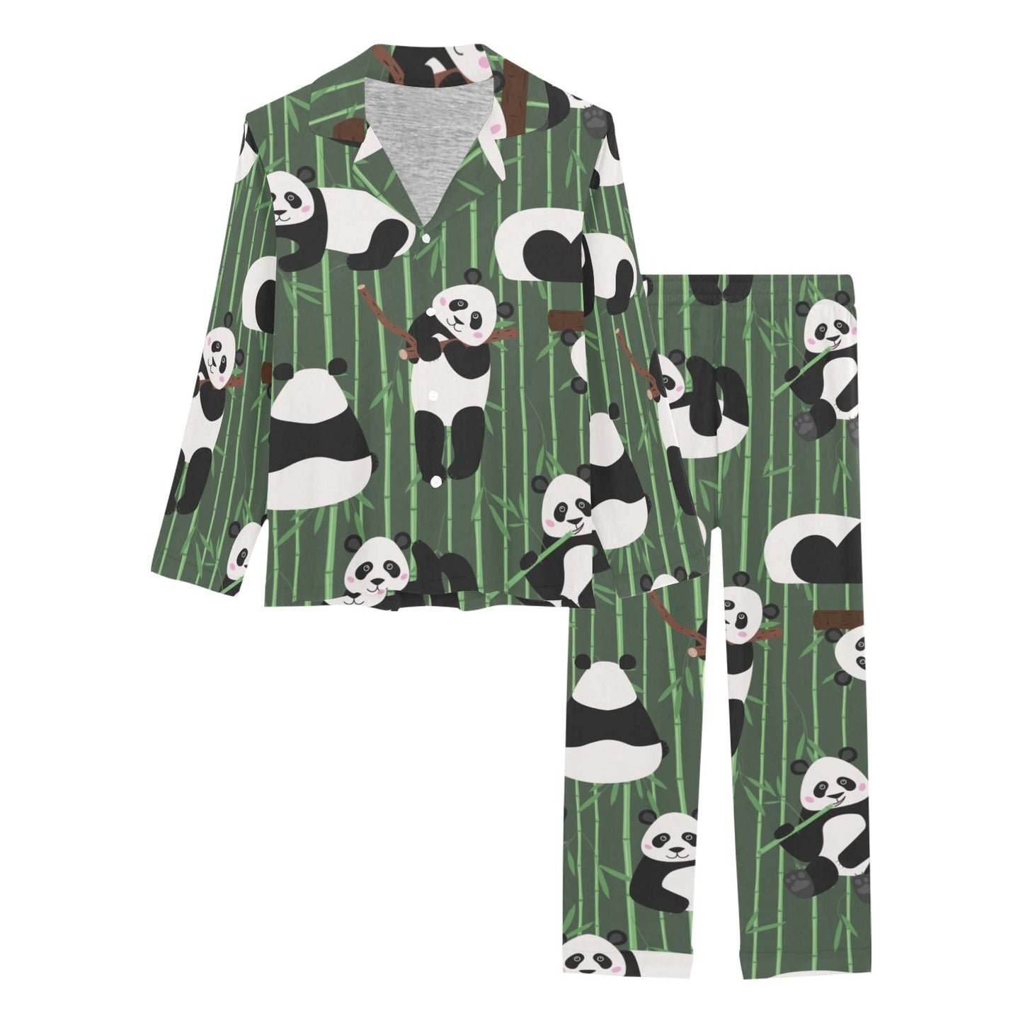 Panda Pattern Print Design A04 Women's Long Pajama Set
