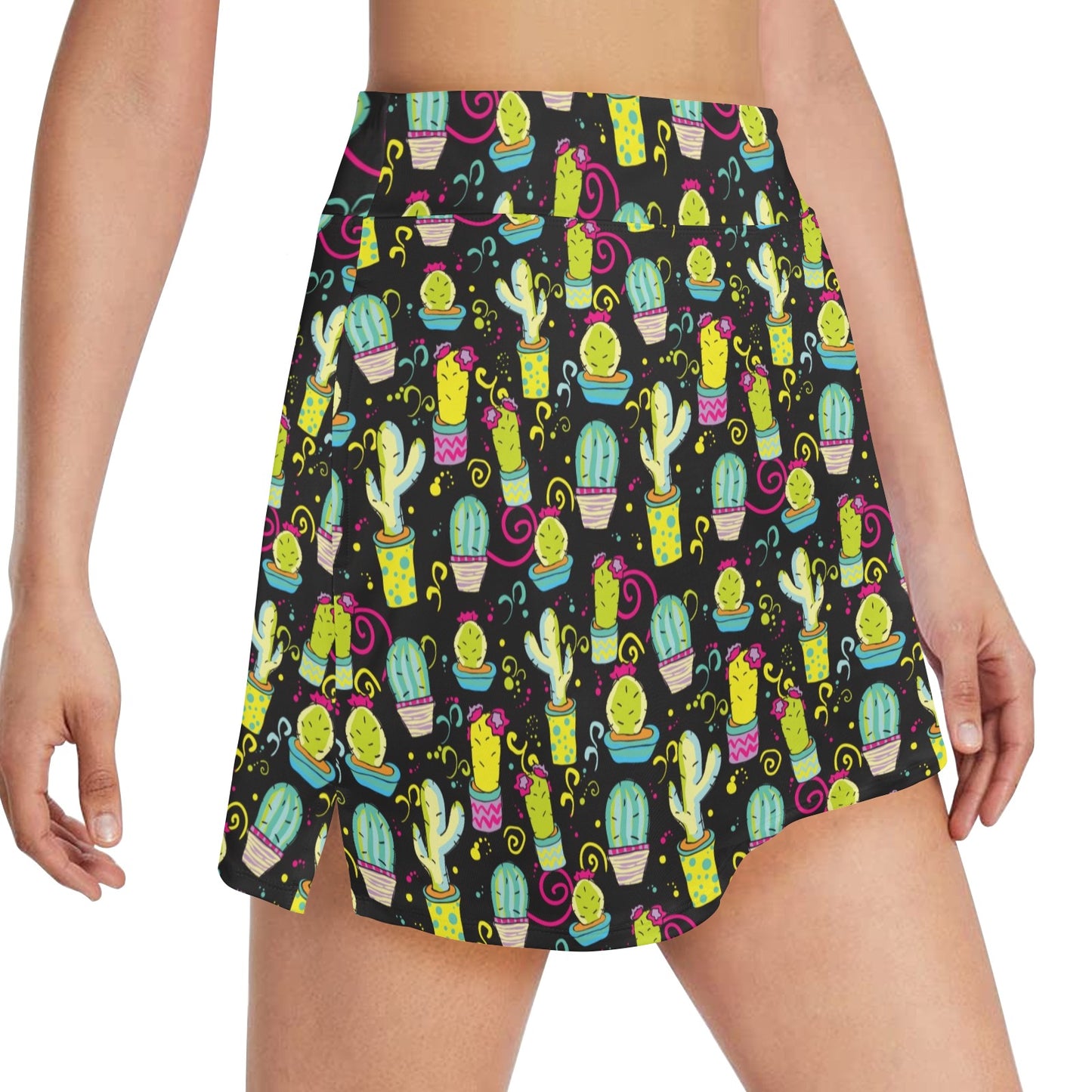 Cactus Neon Style Print Pattern 17" Golf & Pickleball Skort with Pockets
