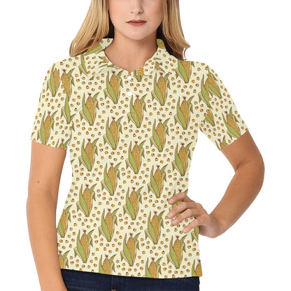 Corn Pattern Print Design 01 Women's Polo Shirt