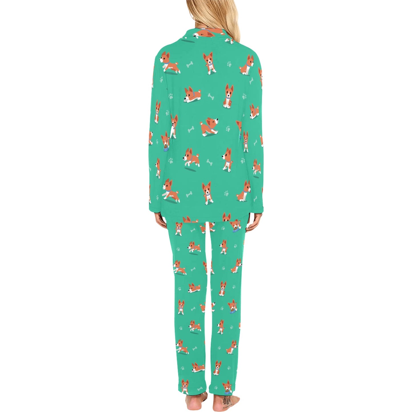 Basenji Pattern Print Design 02 Women's Long Pajama Set