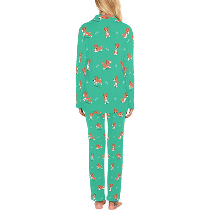 Basenji Pattern Print Design 02 Women's Long Pajama Set
