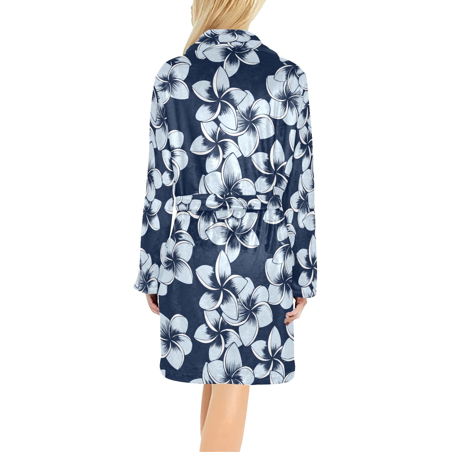 Plumeria Pattern Print Design A02 Women's Fleece Robe