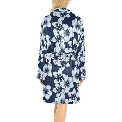 Plumeria Pattern Print Design A02 Women's Fleece Robe