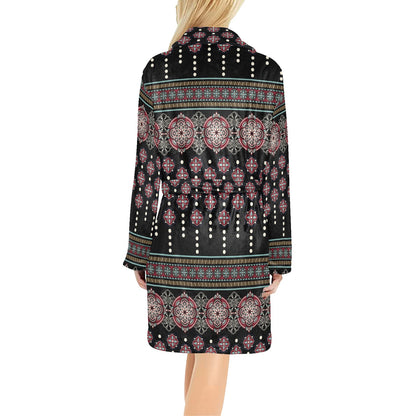 Ethnic Dot Style Print Pattern Women's Fleece Robe