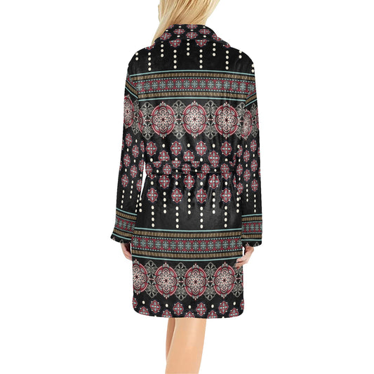 Ethnic Dot Style Print Pattern Women's Fleece Robe