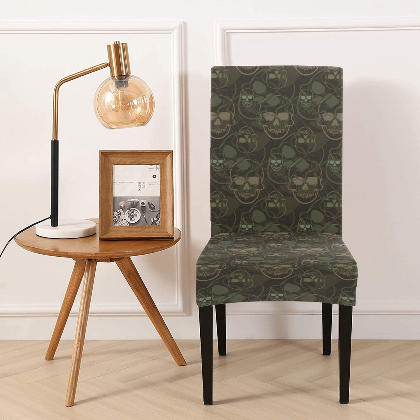 Skull Camo Style Print Design LKS308 Dining Chair Slipcover