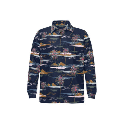 Pacific island Pattern Print Design A06 Long Sleeve Polo Shirt For Men's