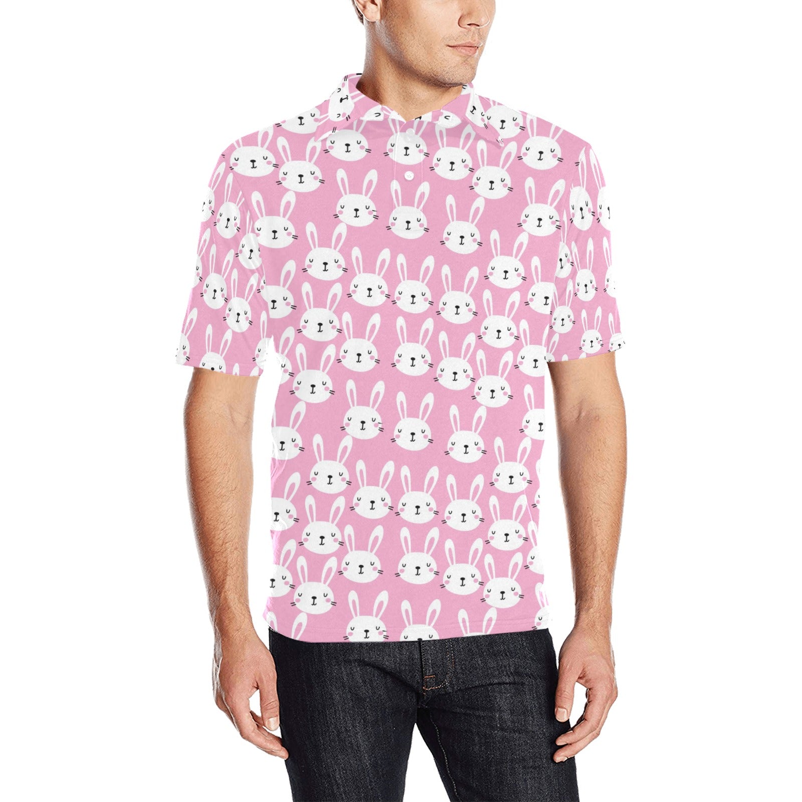 Rabbit Print Design LKS401 Men Polo Shirt