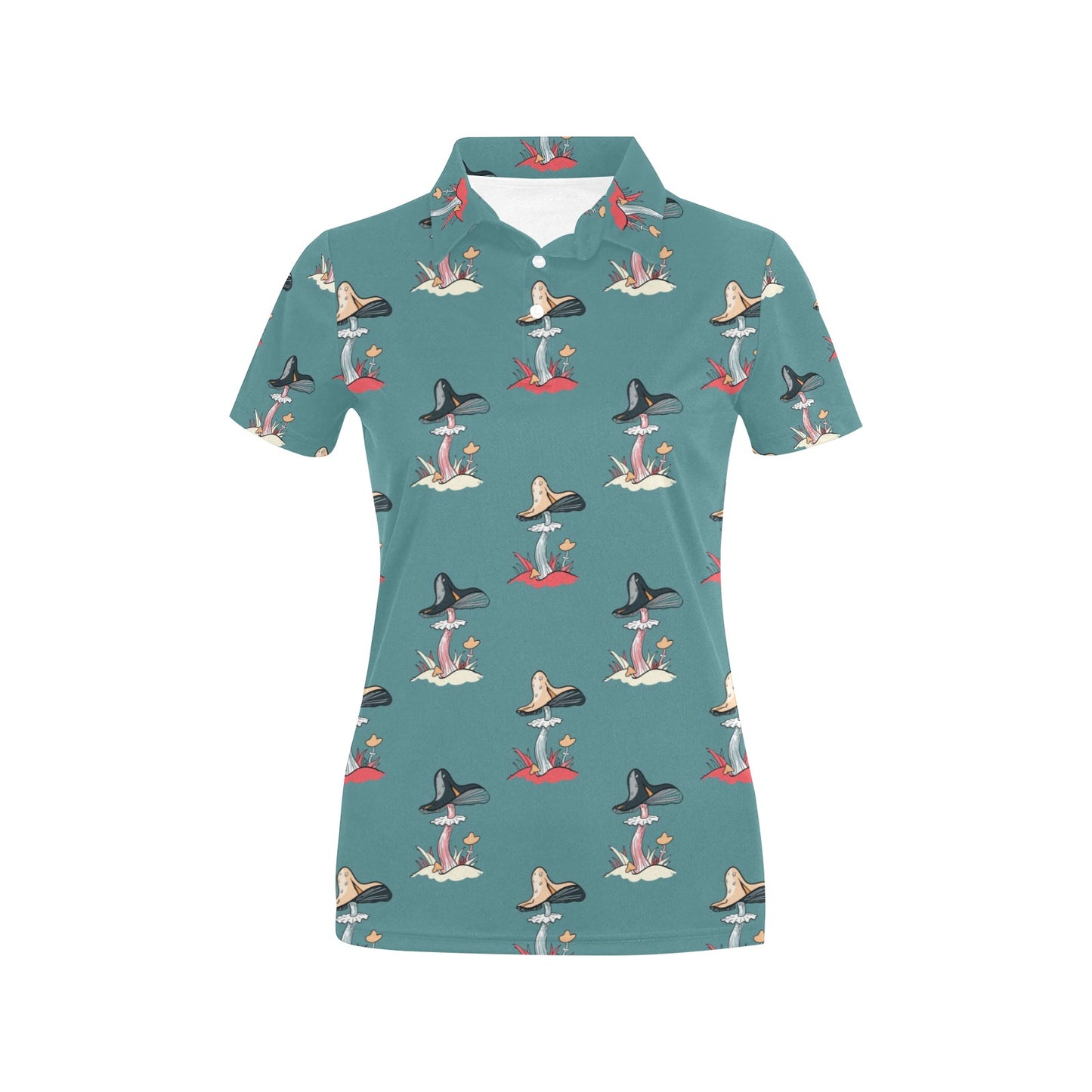 Mushroom Pattern Print Design A04 Women's Polo Shirt