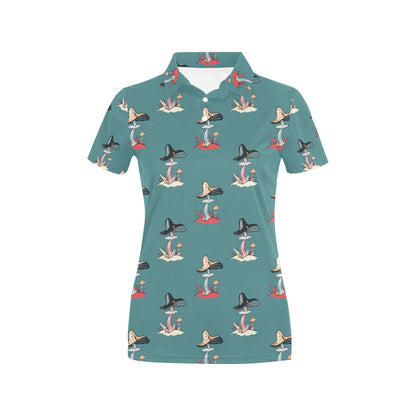 Mushroom Pattern Print Design A04 Women's Polo Shirt