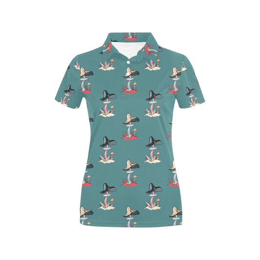 Mushroom Pattern Print Design A04 Women's Polo Shirt