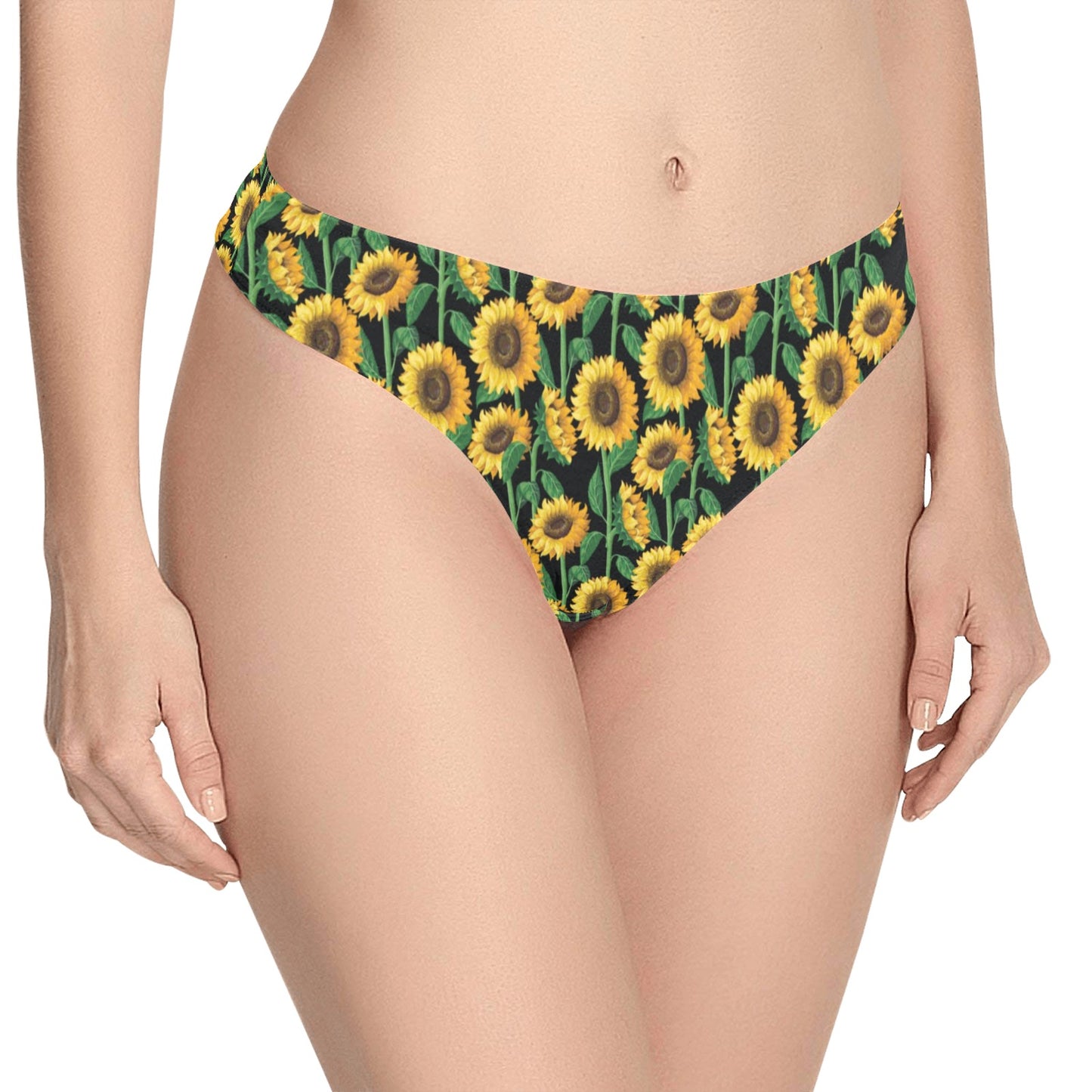Sunflower Realistic Print Pattern Women's Thongs