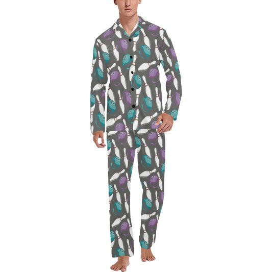 Bowling Pattern Print Design 03 Men's Long Pajama Set