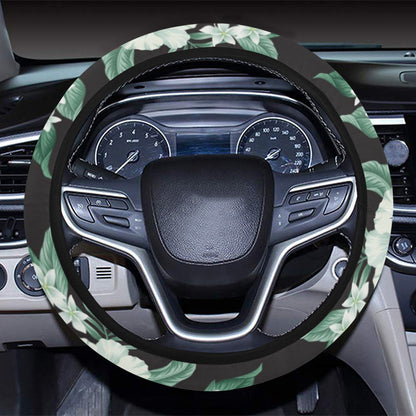 Tropical Flower Print Design LKS303 Steering Wheel Cover with Elastic Edge