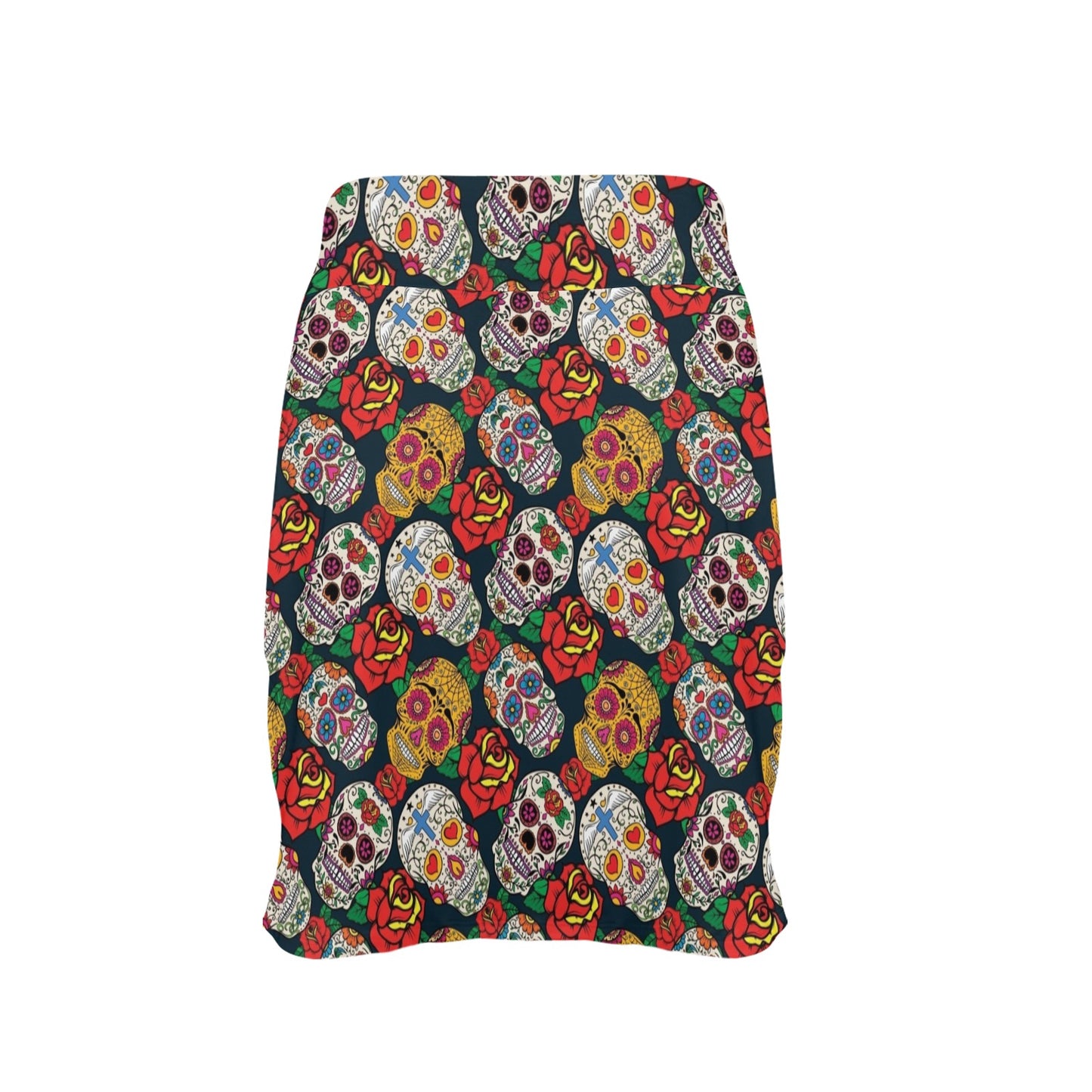 Sugar Skull Print Design LKS306 17" Golf & Pickleball Skort with Pockets