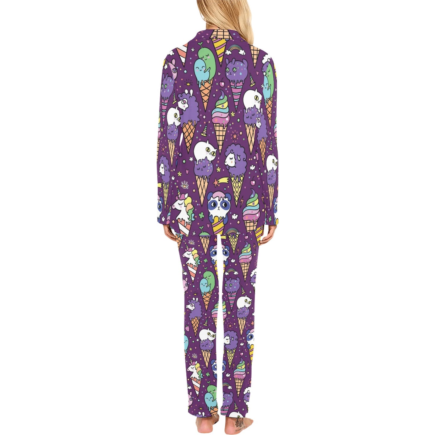 Ice Cream Pattern Print Design IC07 Women's Long Pajama Set