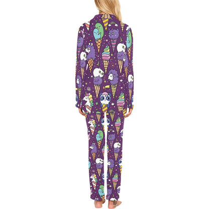 Ice Cream Pattern Print Design IC07 Women's Long Pajama Set