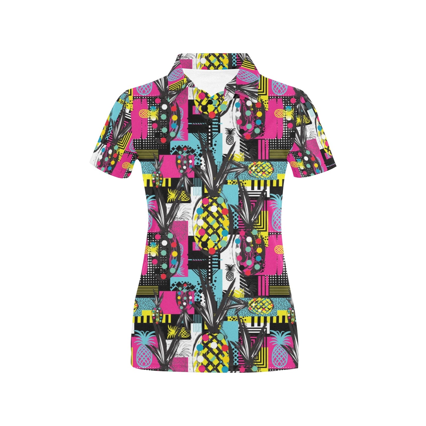 Pop Art Pineapple Pattern Print Design A02 Women's Polo Shirt