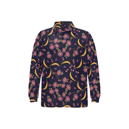 Anemone Pattern Print Design AM012 Long Sleeve Polo Shirt For Men's