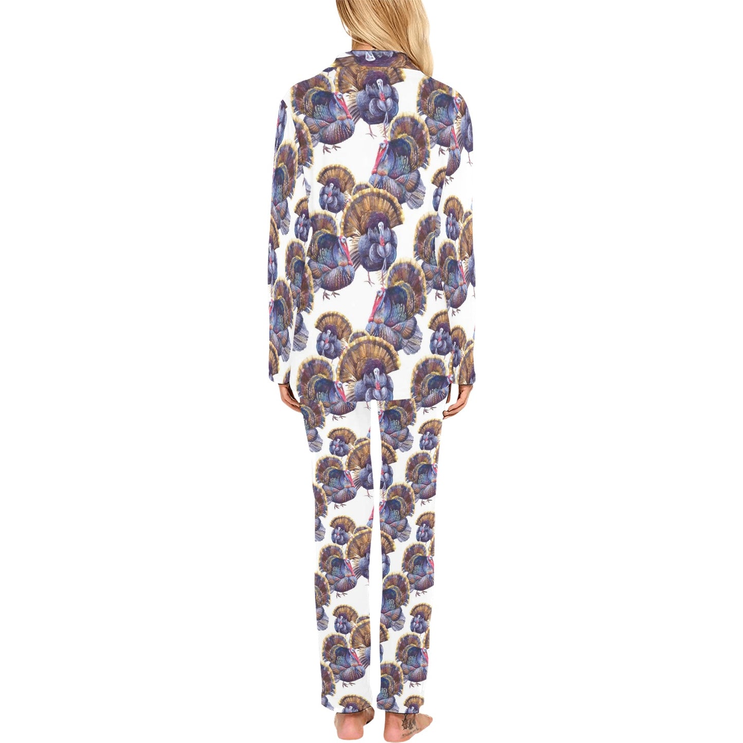 Turkey Pattern Print Design 01 Women's Long Pajama Set
