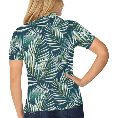 Sun Spot Tropical Palm Leaves hower Curtain Women's Polo Shirt