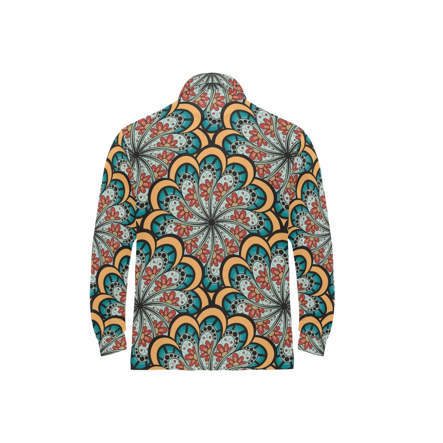 Mandala Pattern Print Design 01 Long Sleeve Polo Shirt For Men's