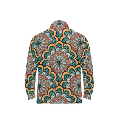 Mandala Pattern Print Design 01 Long Sleeve Polo Shirt For Men's