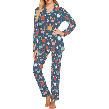 Crab Pattern Print Design 05 Women's Long Pajama Set