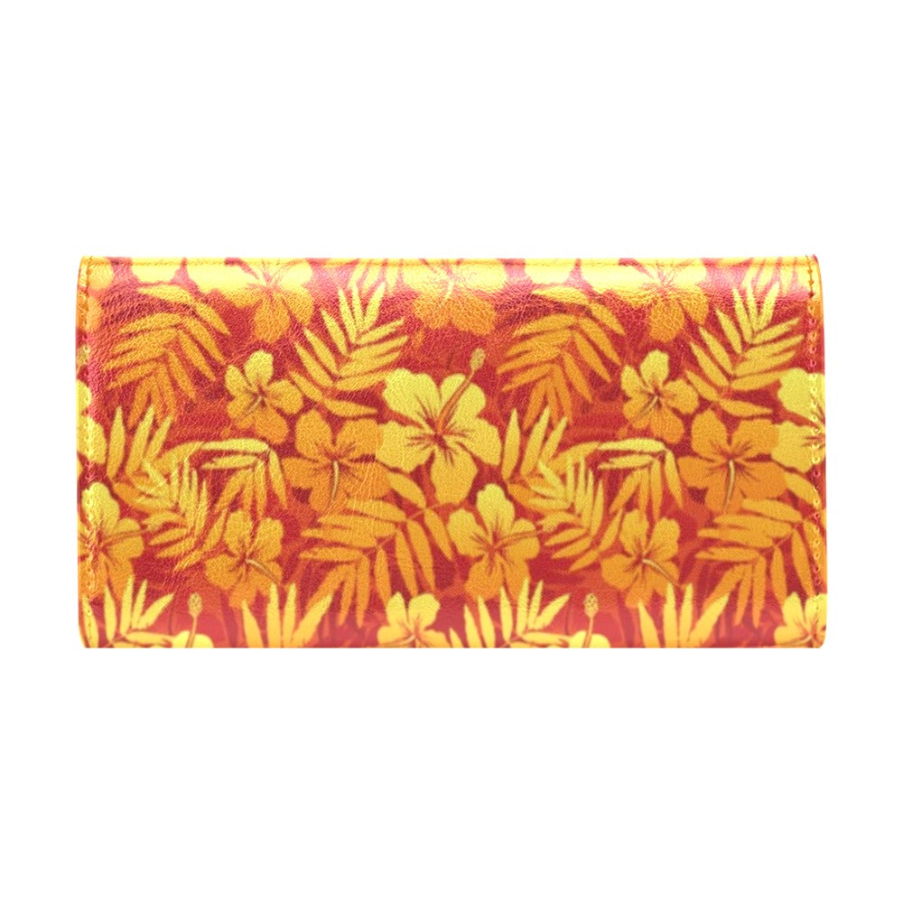 Hibiscus Summer Print Design LKS302 Women's Trifold Wallet