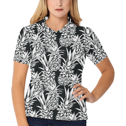 Pineapple Pattern Print Design PP08 Women's Polo Shirt