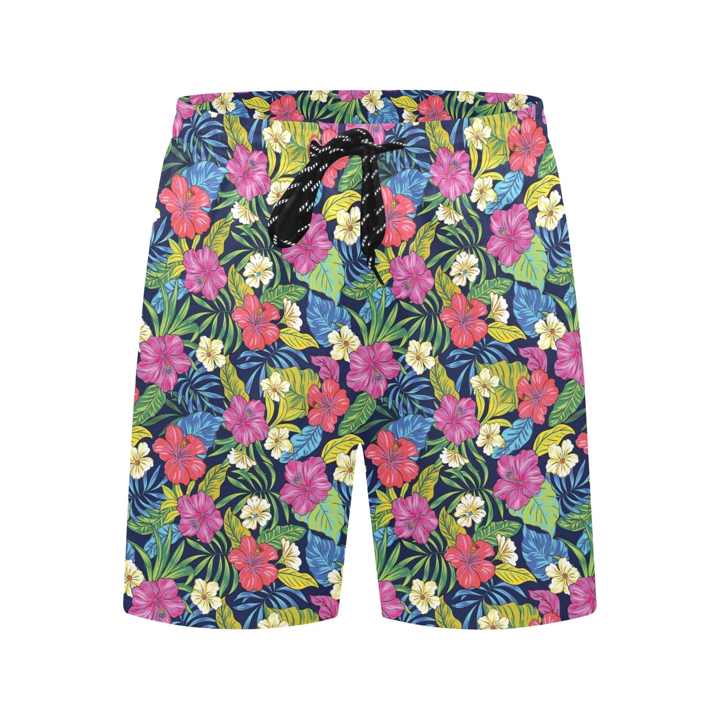 Hibiscus Print Design LKS3010 Men's Swim Trunks Beach Shorts