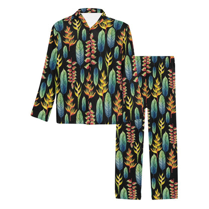 Heliconia Pattern Print Design HL03 Men's Long Pajama Set