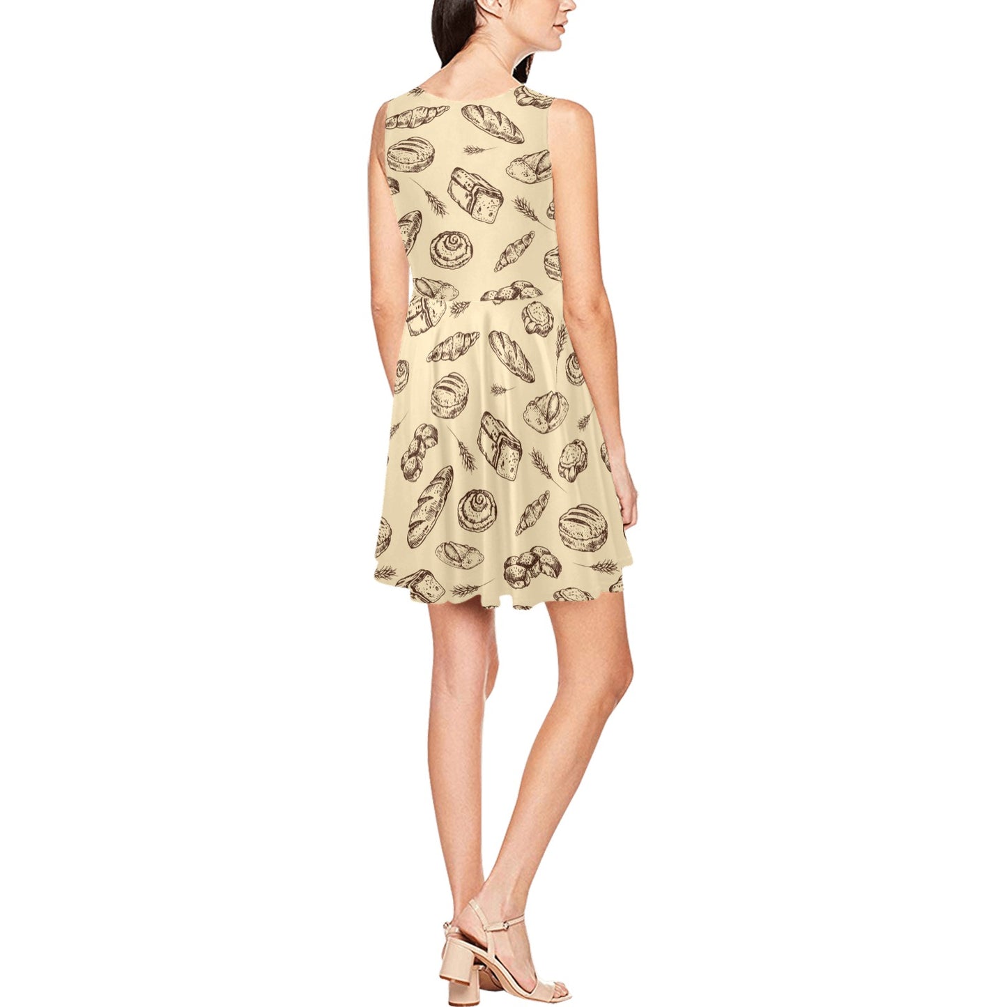 Bread Pattern Print Design 04 Sleeveless Dress