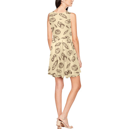 Bread Pattern Print Design 04 Sleeveless Dress