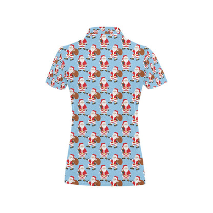 Santa Christmas Themed Print Design LKS305 Women's Polo Shirt